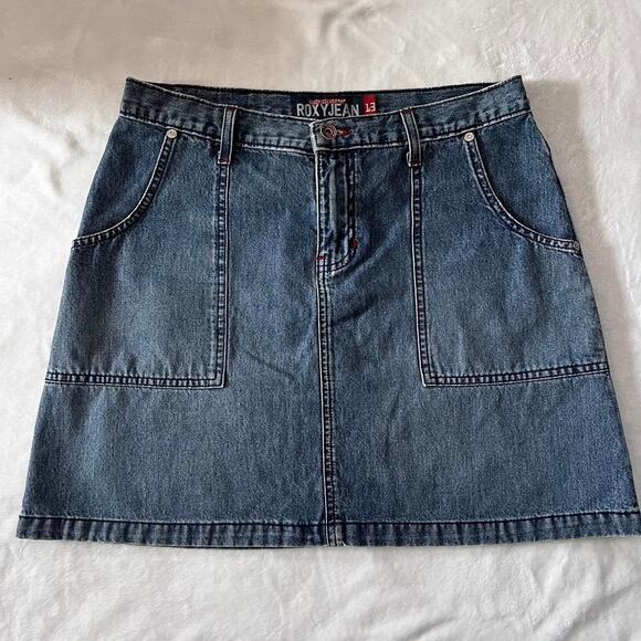 Roxy Jean quiksilver Juniors size 13 denim mini skirt Y2K - Picture 1 of 8